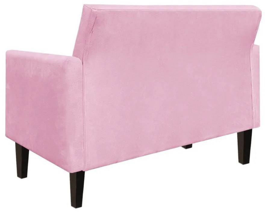 Namoradeira Jade 02 Lugares Suede Rosa Bebê Pés Chanfrado Tabaco - D'Rossi