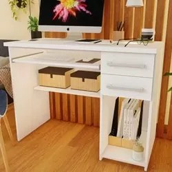 Mesa Escrivaninha para Computador 2 Gavetas 103cm Pratic F04 Branco -
