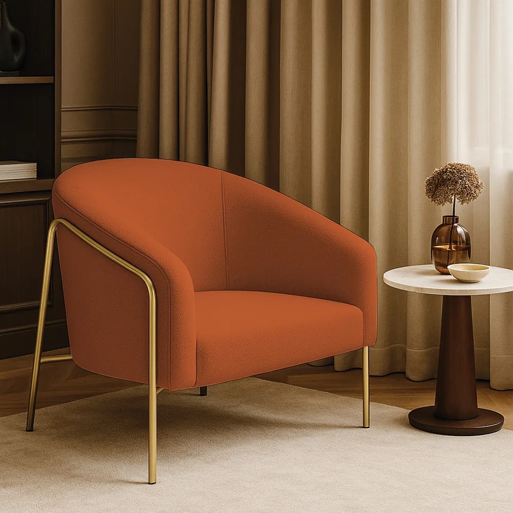 Poltrona Sala Industrial Alta Dourado Stella Bouclê D03 - D'Rossi - Terra