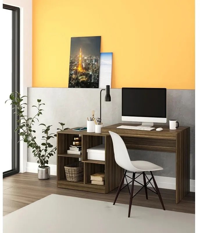 Mesa Escrivaninha 4 Nichos Home Office Multifuncional Cast