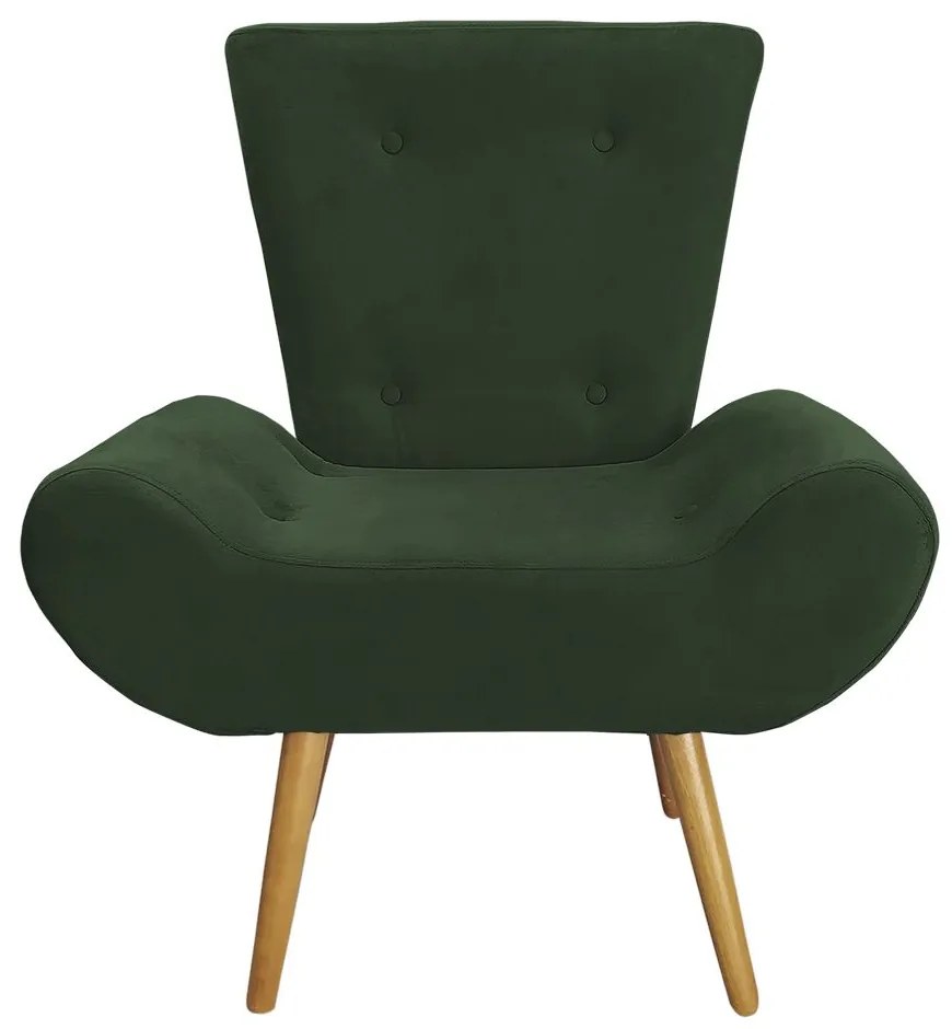Poltrona Decorativa Emília Barca Pés Palito Suede Verde - Sheep Estofados