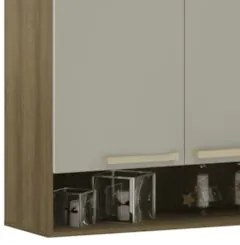 Armário Cozinha 120cm 3 Portas Com Nicho Nádia Mocca/Avelã L01 - Mpoze