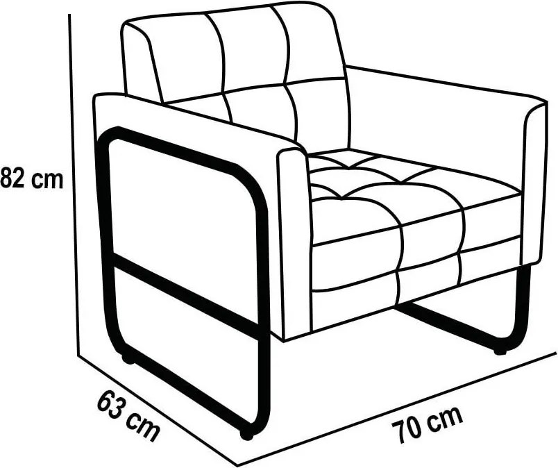 Poltrona Sala Industrial Alta Tubo Preto Kit 2 Elisa Suede D03 - D'Rossi - Marrom Rato