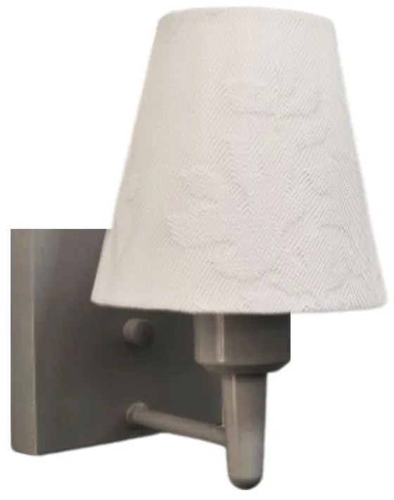 Arandela Quadrada Md-2034 Cinza Cúpula em Tecido Cone Renda Branca - Bivolt