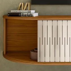 Rack Bancada para TV 60 Pol Suspenso 136cm Helena M01 Naturale/Off Whi