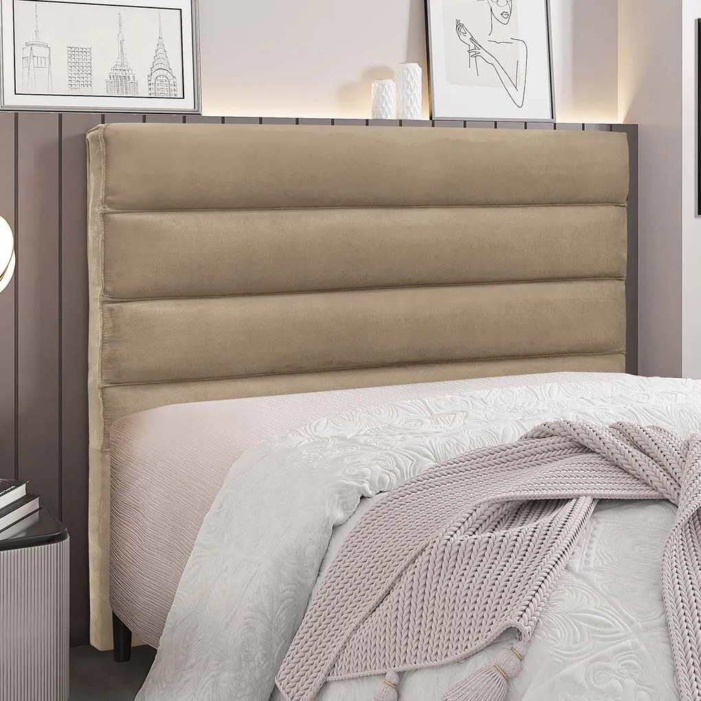 Cabeceira Estofada Nubia 140cm Casal Suede - ADJ Decor