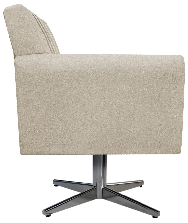 Poltrona Laura Base Giratória de Metal Suede Bege - ADJ Decor