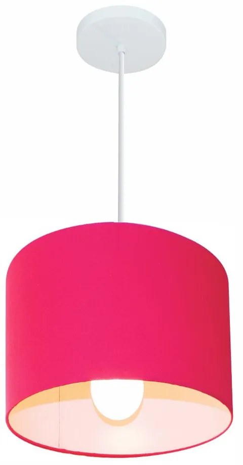 Lustre Pendente Cilíndrico Md-4113 Cúpula em Tecido 30x25cm Rosa Pink - Bivolt