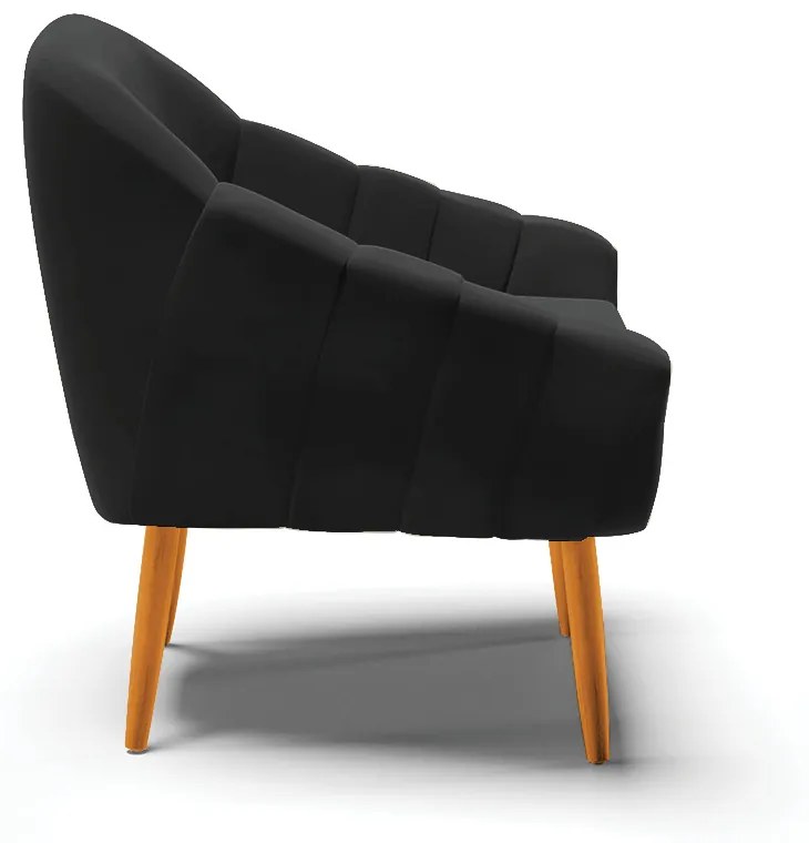 Poltrona Giovana Veludo Pés Palito Castanho - Indo Decorar - Preto