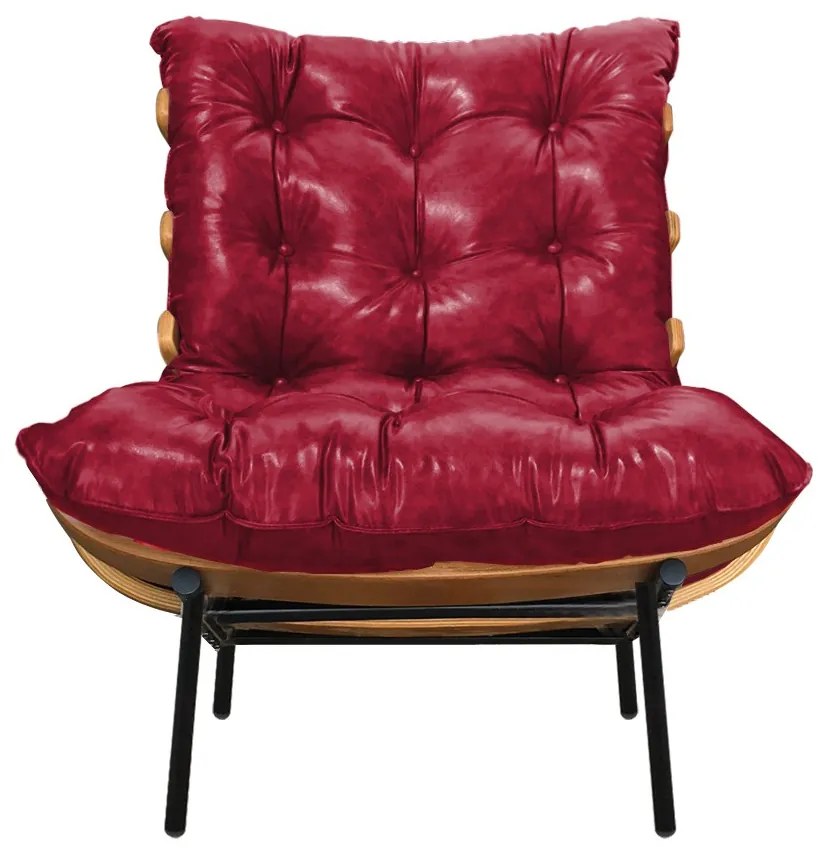 Poltrona Costela Corano Base Metálica Preto M11 - D'Rossi - Vermelho