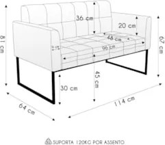 Sofá Namoradeira Base Industrial Preto Ana Bouclé Off - Ibiza