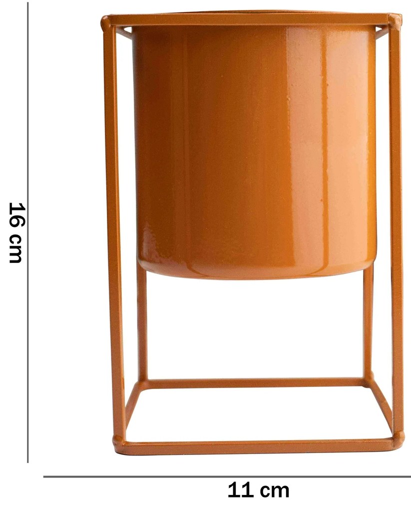 Vaso Decorativo Terracota Com Suporte Em Metal 16x11 Cm F04 - D'Rossi
