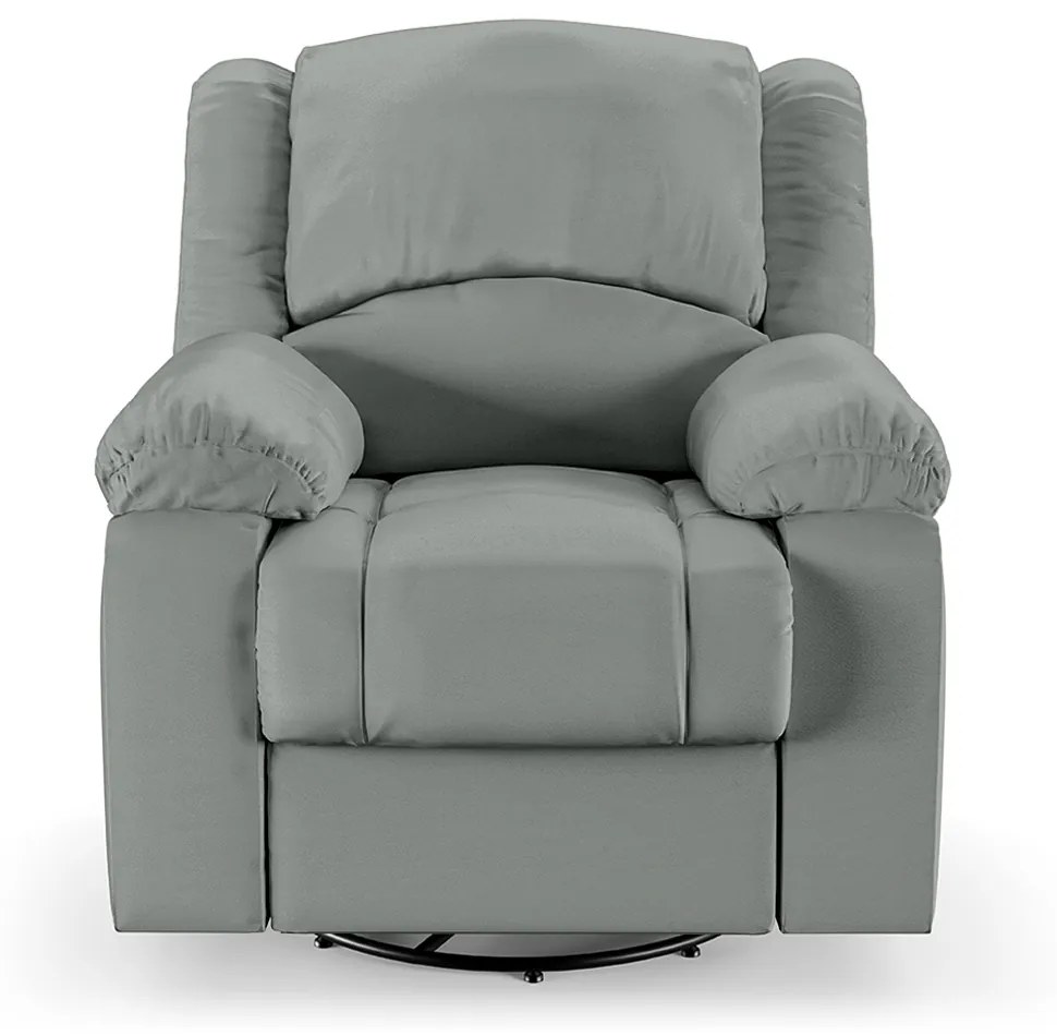 Poltrona do Papai Reclinável Sala de Cinema Madrid Glider Manual Giratória Massagem USB PU Cinza  G23
