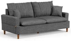 Sofá Living 3 Lugares 200cm com Almofadas Veras D05 Linho Cinza Escuro
