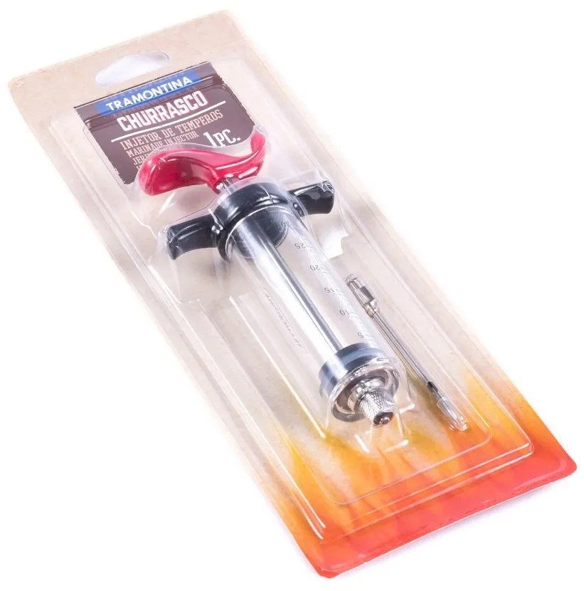 Injetor de Temperos Tramontina Para Carnes Churrasco em Acr&iacute;lico/Polipropileno e A&ccedil;o Inox 30 ml
