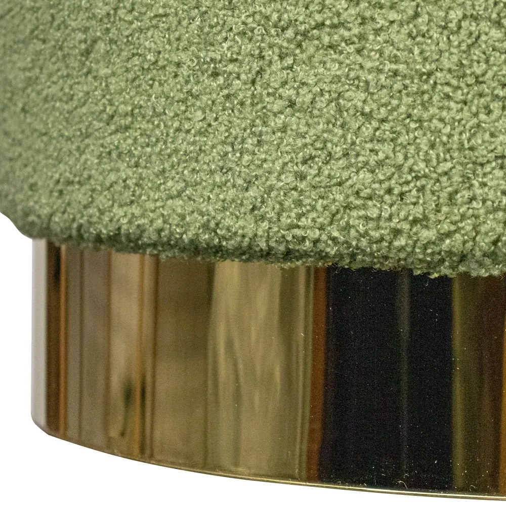 Puff Decorativo Redondo Base Dourada Lara Bouclê Verde 40 cm M02 - D'Rossi