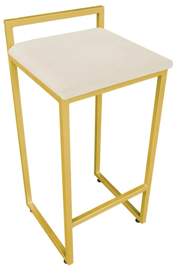 Conjunto 02 Banqueta Alta Industrial Pietra Suede Bege Base Dourado D'Rossi