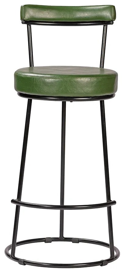 Banqueta Alta Cozinha 70cm Encosto Industrial Aço Ziria Pu S02 - D'Rossi - Verde