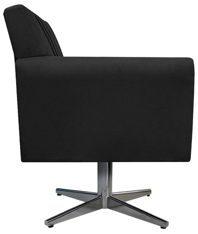Poltrona Laura Base Giratória de Metal Suede Preto - ADJ Decor