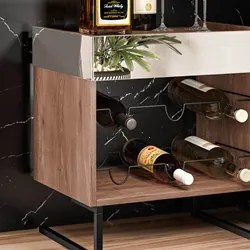 Adega Espelhada 6 Garrafas com Pés Metálicos Estilo Industrial Loft D0