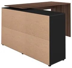 Mesa Escrivaninha em L 140x130cm 8 Nichos Eron A06 Ipê/Preto - Mpozena