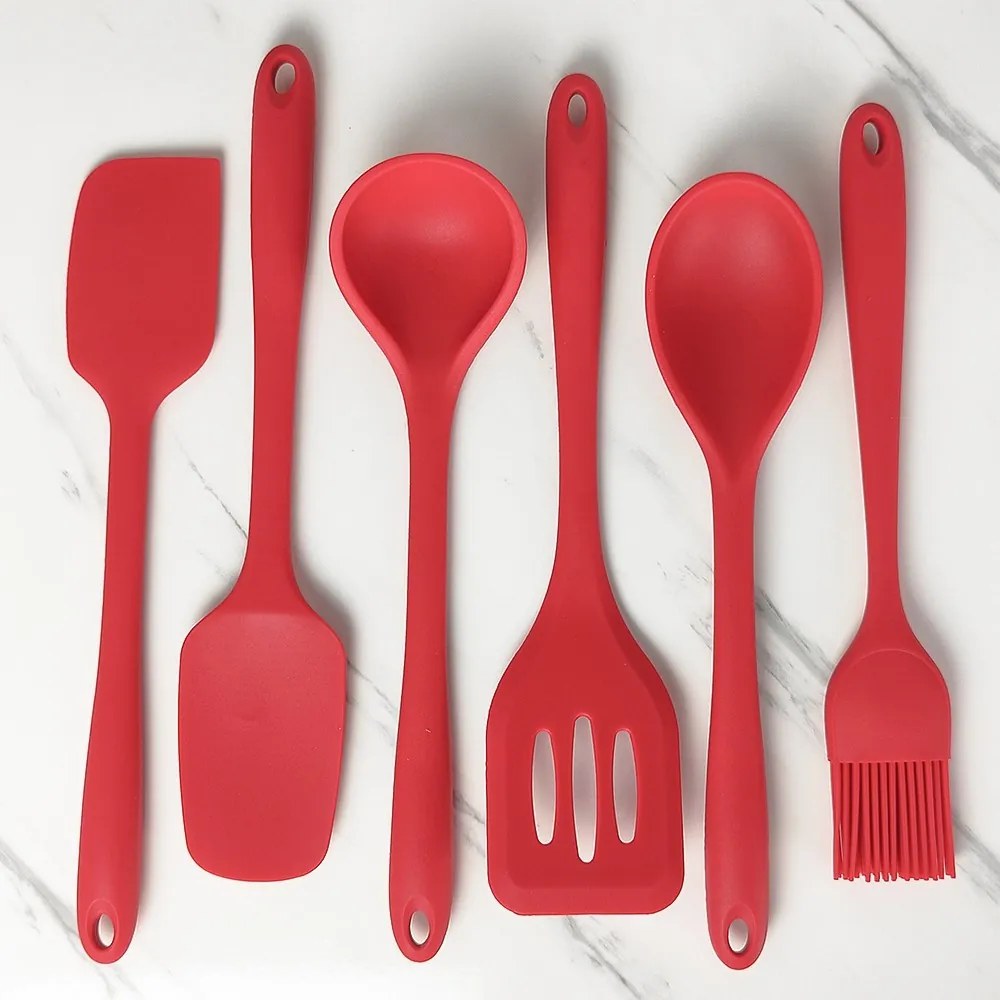 Cj. de 6 Utensílios de Silicone - Vermelho