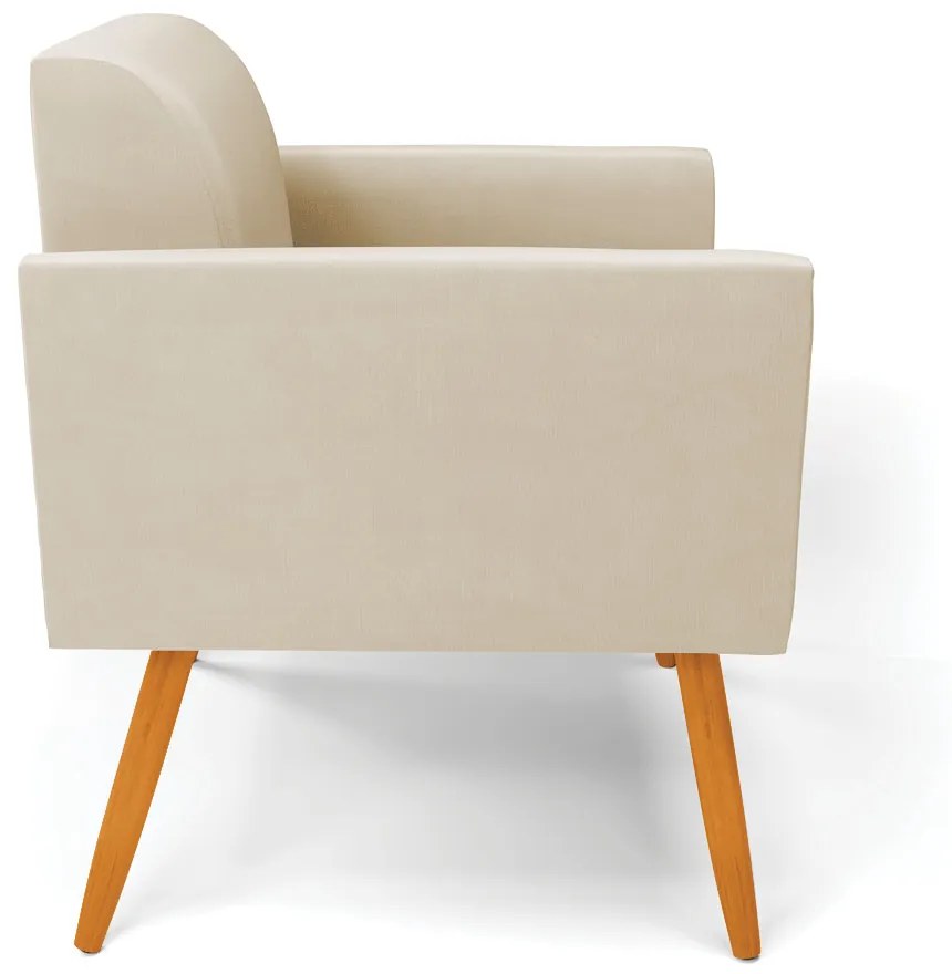 Kit 2 Poltronas Pés Palito Castanho Marisa Suede Bege D03 - DRossi