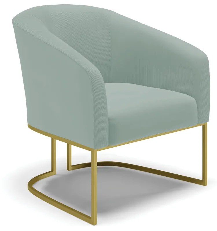Poltrona Decorativa Industrial Dourado Stella Cotelê Int/Veludo D03 - D'Rossi - Menta