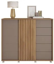 Cômoda Sapateira Com Rodízios Pegasus Buriti/Fendi - Caemmun