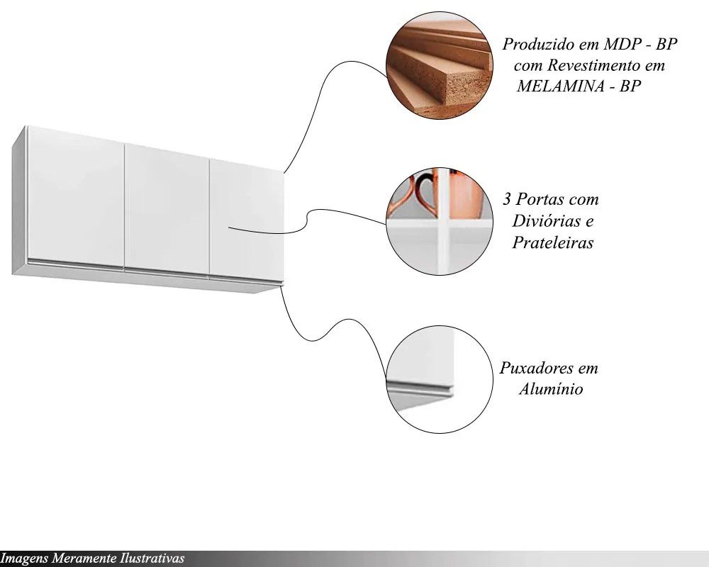 Armário Aéreo Suspenso Pursat MDP/BP Branco G96 - Gran Belo