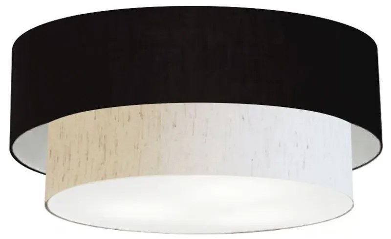 Plafon de Sobrepor Cilíndrico SP-3065 Cúpula Cor Preto Linho Bege