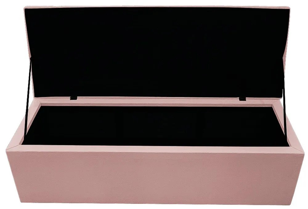 Recamier Baú Estofada Mel 140 cm Casal Com Capitonê  Suede Rosê - ADJ Decor
