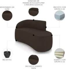 Sofá 2 Lugares 140cm Wendi e Poltrona Steve Suede Marrom I01 - Mpozen