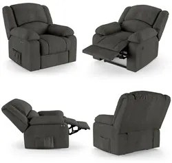 Poltrona do Papai Reclinável Pietra Power Touch Massagem FH9 Linho Gra
