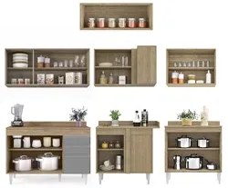 Armário de Cozinha Modulado de Canto 7 Peças CP20 Balcão com Tampo Cas