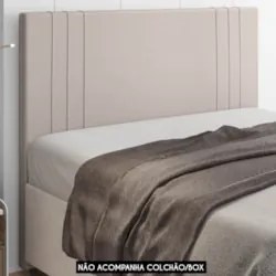 Cabeceira Cama Box Queen 160cm Estofada Rama Sintético Bege Z04 - Mpoz