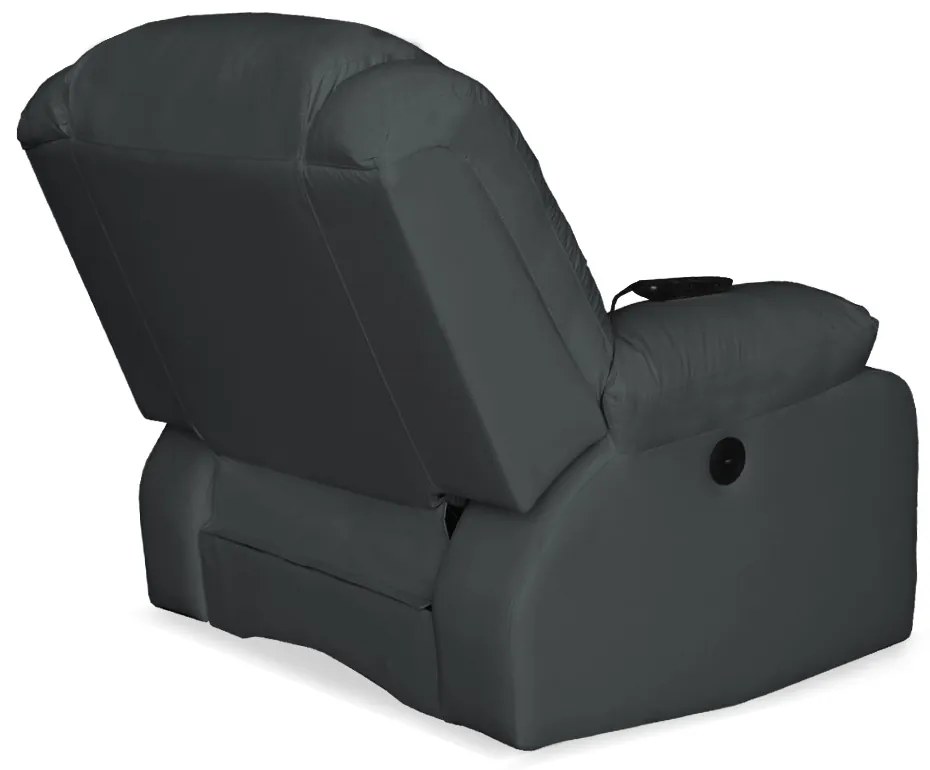 Poltrona Decorativa Magnum Reclinável Elétrica com Massagem Suede Cinza