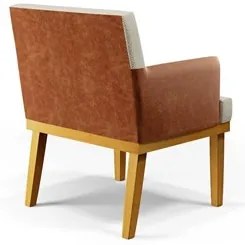 Poltrona Decorativa Sala de Estar e Recepção Vitória W01 Linho Bege/Si