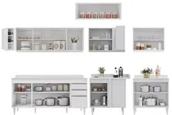 Armário de Cozinha Modulado de Canto 8 Peças CP26 Balcão com Tampo Bra