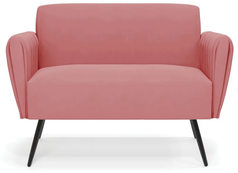 Sofá Namoradeira Pés Palito de Ferro Bruna Suede - D'Rossi - Rose