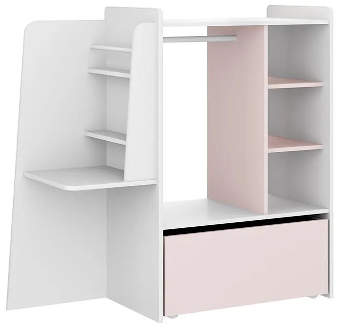 Closet Guarda Roupa Infantil Mimo Com Banquinho - Branco/rosa