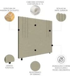 Cabeceira Cama Box Casal 140cm Estofada Rama Serrano Bege Z04 - Mpozen