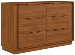 Cômoda Quarto 130cm Casal com 6 Gavetas Dino Nogueira D02 - Mpozenat
