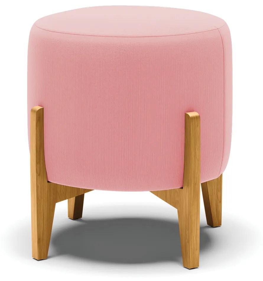 Poltrona com Puff Base de Madeira Stella Suede Rosê D03 - D'Rossi