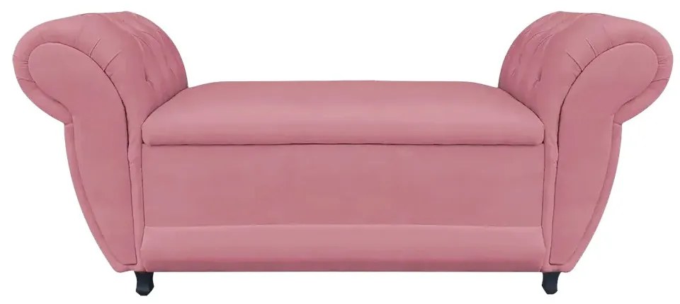 Recamier com Baú Grécia Namoradeira Calçadeira Suede Rosê - D'Rossi