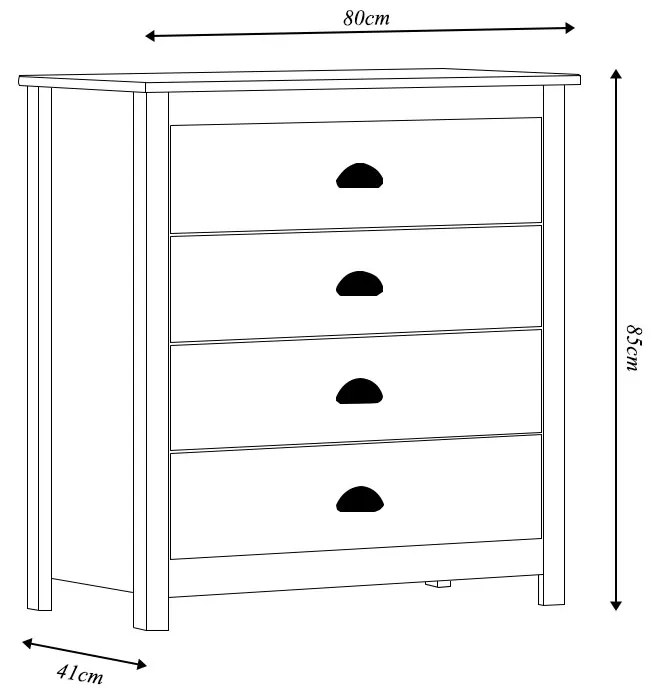 Cômoda Decorativa Madeira Maciça Osiris 4 Gavetas Branco/Freijó G74 - Gran Belo