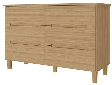 Comoda Logan 6 Gavetas em MDF cor Olmo 136 cm - 73079 Sun House