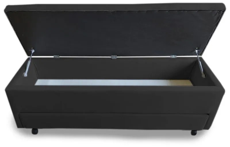 Calçadeira Baú com Sapateira Solteiro 90cm Paris Suede Preto - Sheep Estofados - Preto