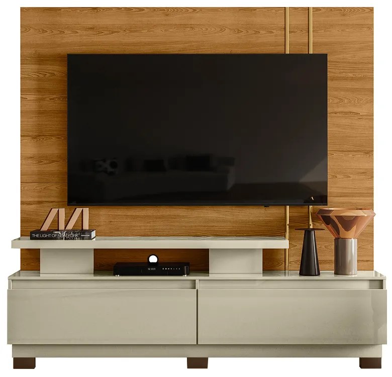 Estante de TV 75 Pol 183cm com Pé Sala Belora M20 - D'Rossi - Cumaru e Opala