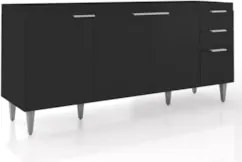 Balcão Para Pia 180cm Sem Tampo Pérola Z34 Preto            - Mpozenat